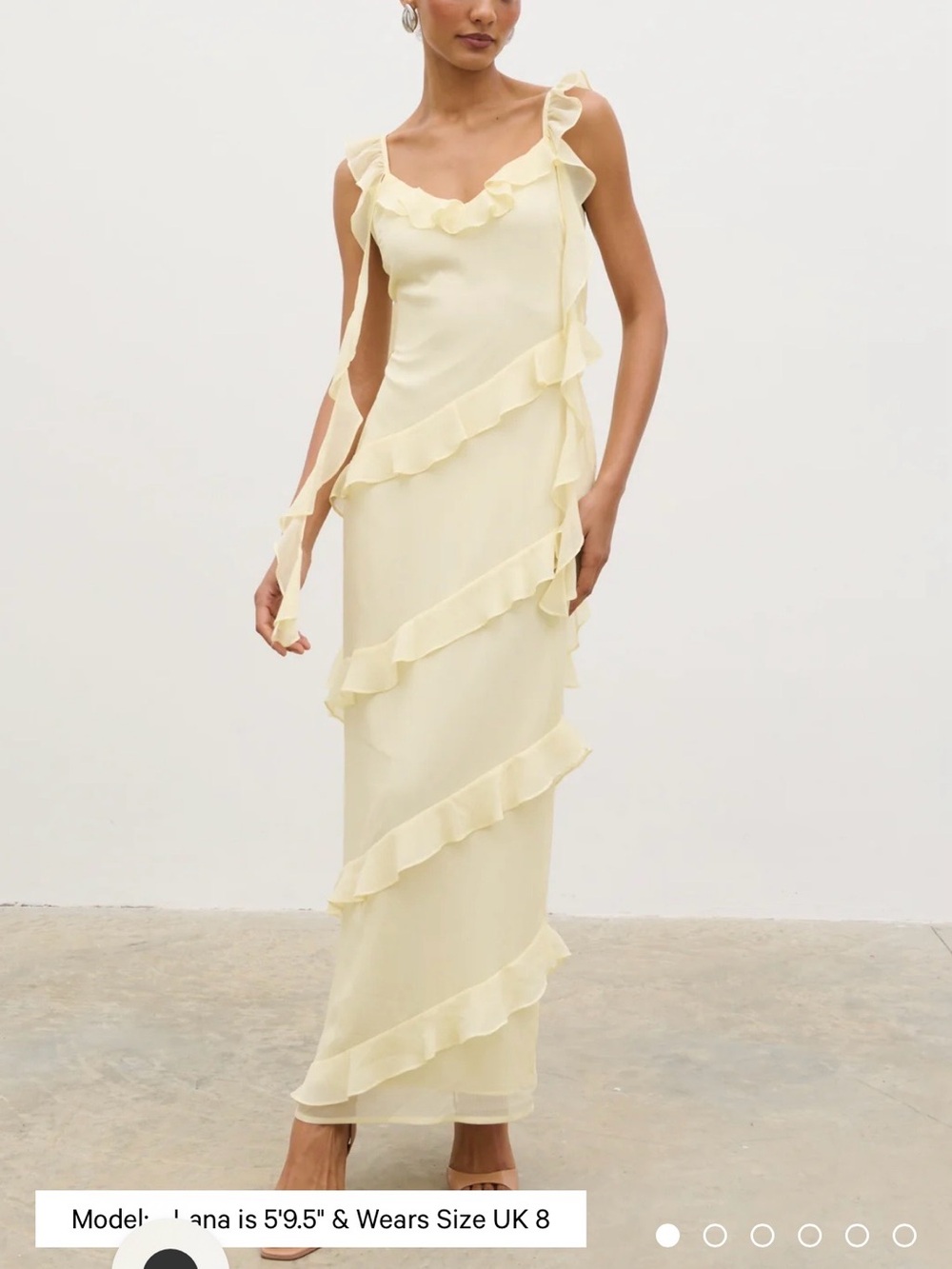 NWT Soft Yellow Ruffle Strap Maxi Dress